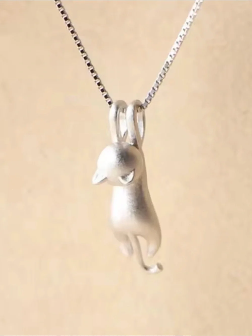 Stirling Silver Cat Pendant Necklace - Sleek Silver Cat Charm